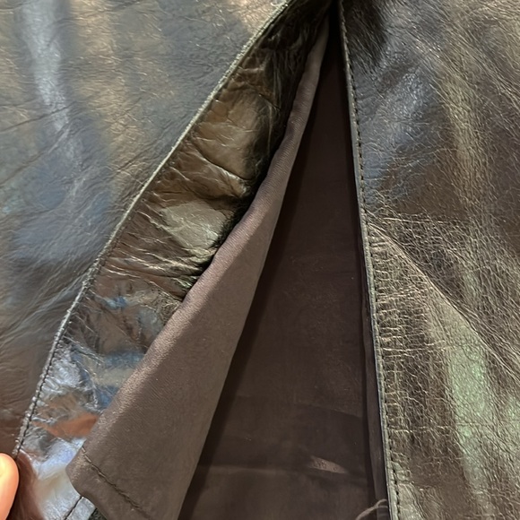 VGUC Rudsak black leather knee length pencil skirt with front vent - Picture 5 of 9